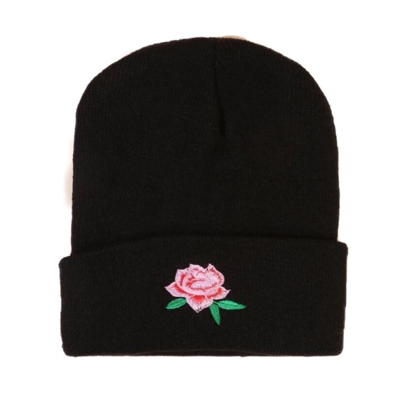 Pink Rose Beanie Hat - Picture 2 of 6